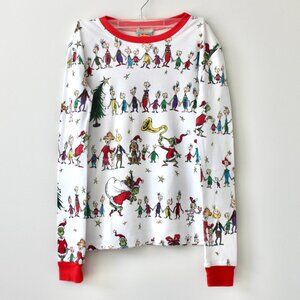 Pottery Barn Teen 100% Organic Cotton White Grinch Long-Sleeve Pajama Set 16